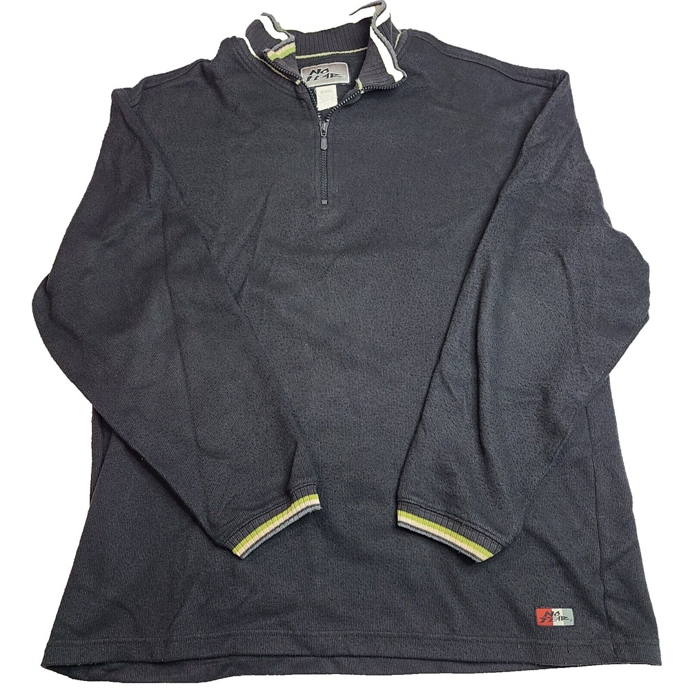 No‎ Fear Men's Vintage Shirt Size Large Quarter Zip Polo Navy Blue Made in USA